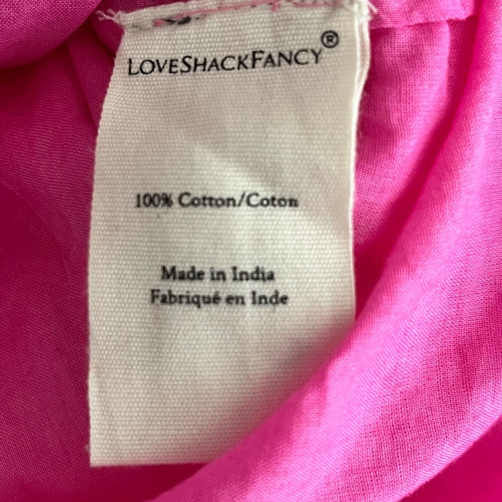 LoveShackFancy Natasha ruffled tiered mini dress dark pink lined elastic waist L - Picture 7 of 8